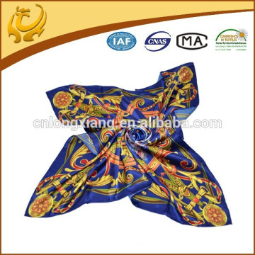 Custom Design Fashion 2015 Spring Ladies Large Square Satin Pattern Silk Head Scarf